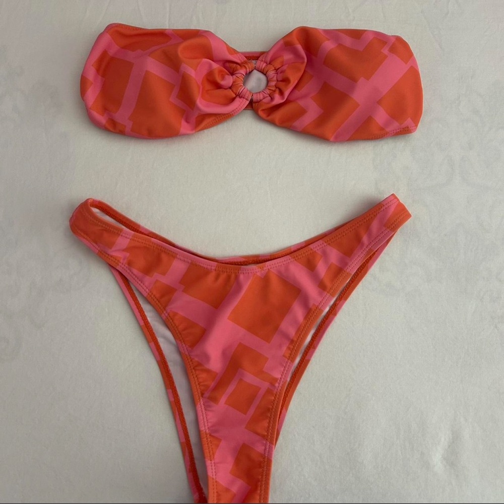 Orange and pink bikini set size small
